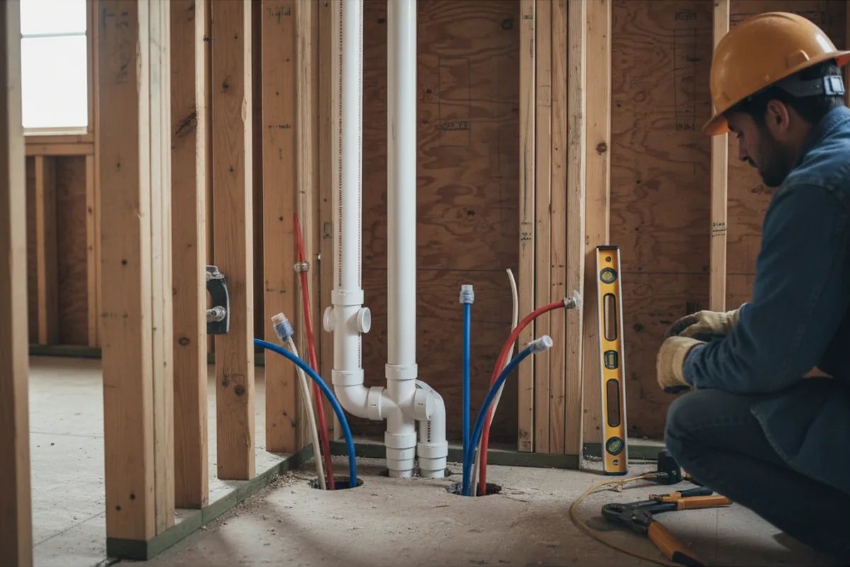 Drain and supply rough-in during Drain Cleaning in Fisher