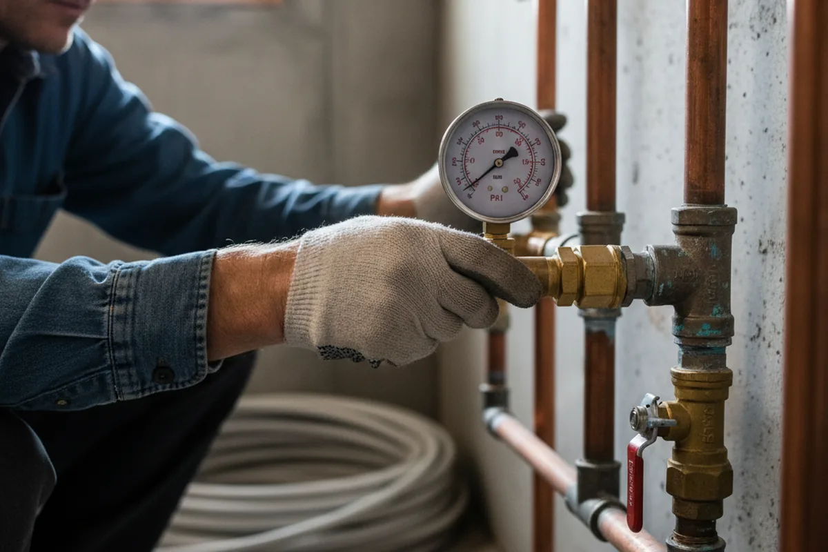 Pressure testing a repaired line during Water Line Repair in Fisher